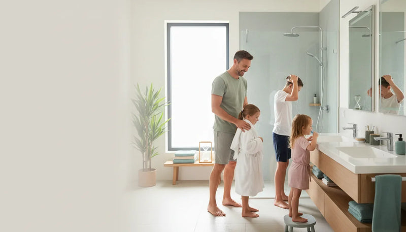 Routine hygiène famille nombreuse: douche fluide le matin - Image de couverture